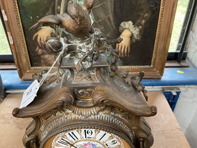 Lot 636 - Good 19th century French ormolu clock with Paris porcelain dial and panels