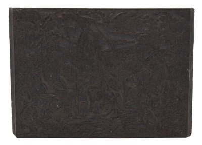 Lot 1014 - Early finely hand carved wood block stamped to reverse Williamson and Son Place, Strand. London. Biblical sene. 4 1/2" x 3 1/4". Numbered 989