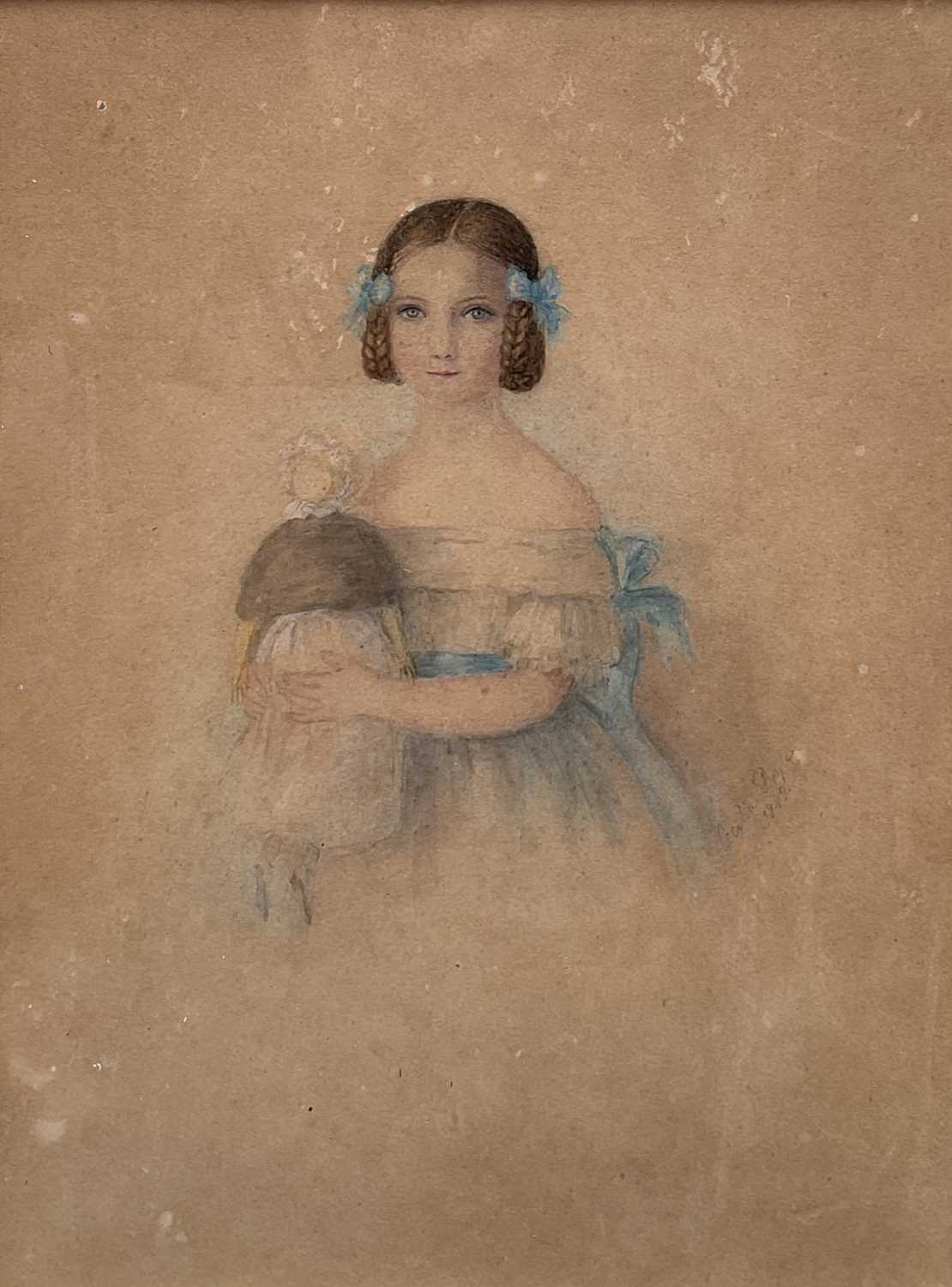 Lot 36 - Celia Boyle 19th Century watercolour Girl with a doll, signed and dated, 20cm x 15cm, glazed frame