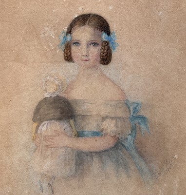 Lot 36 - Celia Boyle 19th Century watercolour Girl with a doll, signed and dated, 20cm x 15cm, glazed frame
