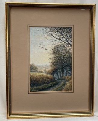 Lot 34 - Michael Pettersson (b. 1939) watercolour landscape, signed and dated, 25cm x 16cm, glazed frame