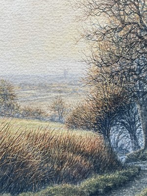 Lot 34 - Michael Pettersson (b. 1939) watercolour landscape, signed and dated, 25cm x 16cm, glazed frame