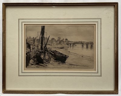 Lot 33 - Charles J Watson (1846-1927) - 1879 etching Chelsea, 18cm x 27cm, glazed frame