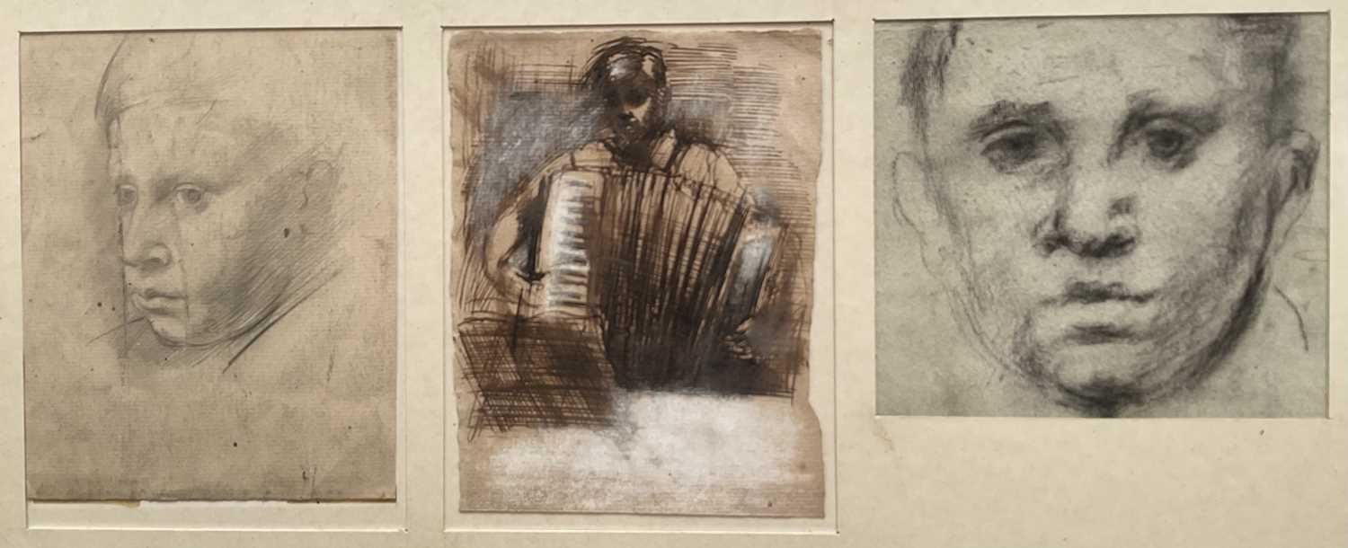 Lot 35 - Modern British School three portraits, framed as one, glazed frame (36cm x 52cm overall)
