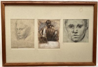 Lot 35 - Modern British School three portraits, framed as one, glazed frame (36cm x 52cm overall)