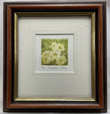 Lot 38 - Jo Barry two small colour etchings, signed, titled and numbered in pencil, images 4.5cm, in glazed frames