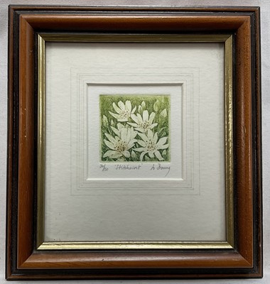 Lot 38 - Jo Barry two small colour etchings, signed, titled and numbered in pencil, images 4.5cm, in glazed frames