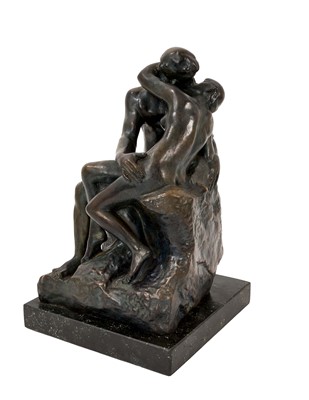 Lot 1032 - After Auguste Rodin, bronze - The Kiss, Ara-Kunst foundry stamp