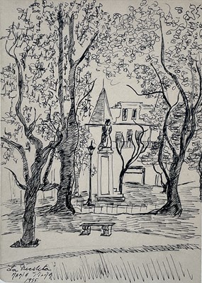 Lot 40 - Maria Pilar, four pen and ink sketches, signed, titled and dated, 24cm x 16cm, glazed frames (4)