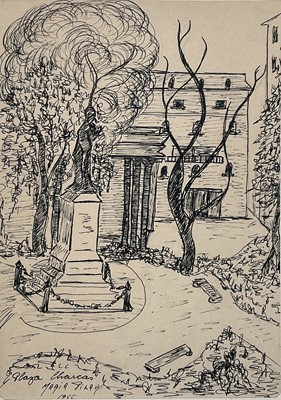 Lot 40 - Maria Pilar, four pen and ink sketches, signed, titled and dated, 24cm x 16cm, glazed frames (4)