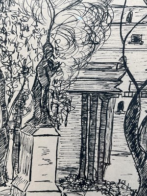 Lot 40 - Maria Pilar, four pen and ink sketches, signed, titled and dated, 24cm x 16cm, glazed frames (4)