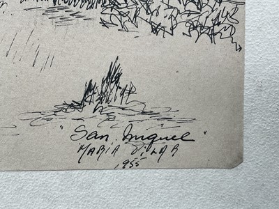 Lot 40 - Maria Pilar, four pen and ink sketches, signed, titled and dated, 24cm x 16cm, glazed frames (4)