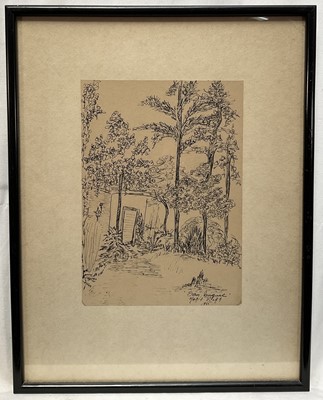 Lot 40 - Maria Pilar, four pen and ink sketches, signed, titled and dated, 24cm x 16cm, glazed frames (4)