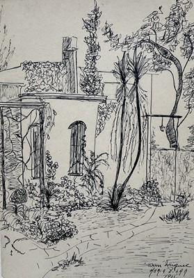 Lot 40 - Maria Pilar, four pen and ink sketches, signed, titled and dated, 24cm x 16cm, glazed frames (4)