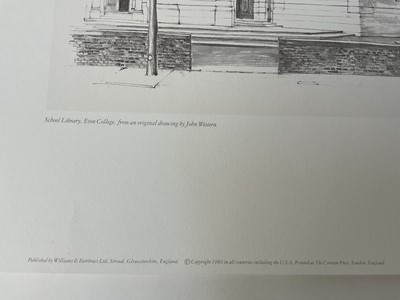 Lot 42 - John Western (b. 1948) eight pencil signed prints of Eton, (two sets of four prints), the largest 38cm x 70cm, unframed