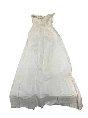 Lot 2090 - Lot of Victorian and Edwardian baby and children's clothing including cut-out work cropped bodice, heavy cotton and lace dress, Christening gown, white lawn embroidered coat with Irish crochet,...
