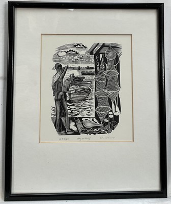 Lot 47 - John Scorror O'Connor (1913-2004) woodcut, Box Bathing, signed, 288/500, 19cm x 16cm, glazed frame