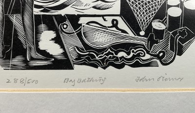 Lot 47 - John Scorror O'Connor (1913-2004) woodcut, Box Bathing, signed, 288/500, 19cm x 16cm, glazed frame