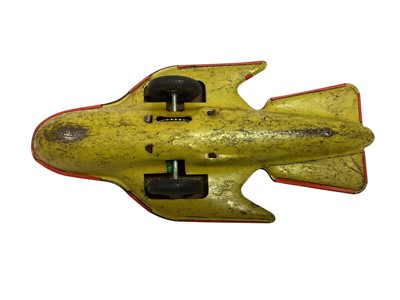 Lot 1842 - Dan Dare (c1950's) tin plate friction unboxed SS Eagle Earth-Mars-Venus Express (cockpit cover missing) & Schucco Ferrari 1070 unboxed clockwork Grand Prix Racer (wheel missing) (2)