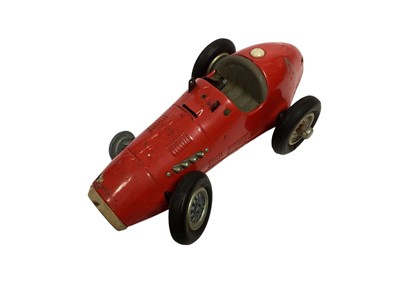 Lot 1842 - Dan Dare (c1950's) tin plate friction unboxed SS Eagle Earth-Mars-Venus Express (cockpit cover missing) & Schucco Ferrari 1070 unboxed clockwork Grand Prix Racer (wheel missing) (2)