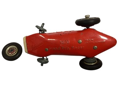 Lot 1842 - Dan Dare (c1950's) tin plate friction unboxed SS Eagle Earth-Mars-Venus Express (cockpit cover missing) & Schucco Ferrari 1070 unboxed clockwork Grand Prix Racer (wheel missing) (2)