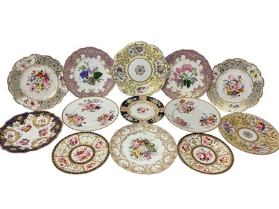 Lot 230 - Good collection of 19th century floral painted cabinet plates