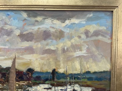 Lot 883 - *Hugo Grenville (b.1958) oil on board - Wind Surfers, signed, 32cm x 43cm, in gilt frame