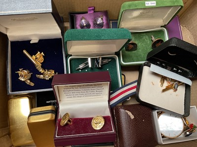 Lot 130 - Collection of various cufflinks, mostly boxed, tie pins etc