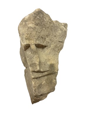 Lot 1090 - Antique carved stone fragment, possibly Medieval, depicting a face