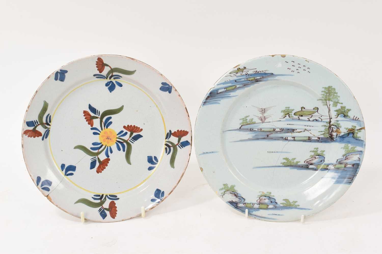 Lot 32 - Two 18th century English Delft plates