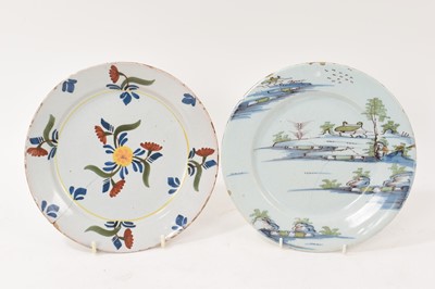 Lot 32 - Two 18th century English Delft plates