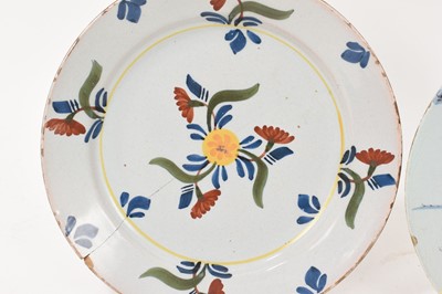 Lot 32 - Two 18th century English Delft plates
