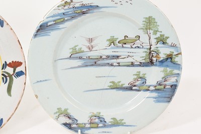 Lot 32 - Two 18th century English Delft plates