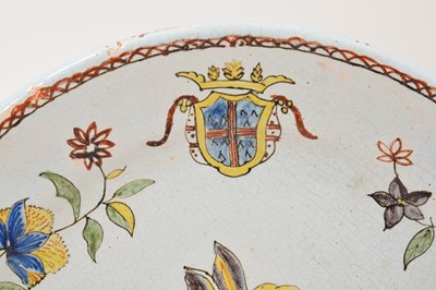 Lot 31 - Two French faience plates, one with Revolutionary decoration and the date 1789