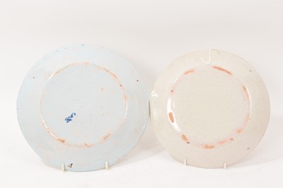 Lot 31 - Two French faience plates, one with Revolutionary decoration and the date 1789