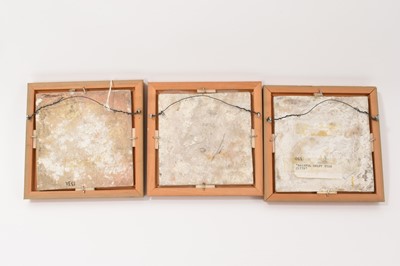 Lot 79 - Three 18th century English Delft tiles, framed