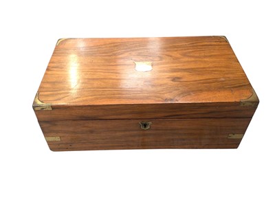 Lot 786 - Victorian walnut and brass bound writing box