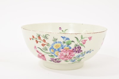 Lot 308 - Worcester round bowl, painted in the atelier of James Giles in ‘Windblown Flower Painter’ style, circa 1765