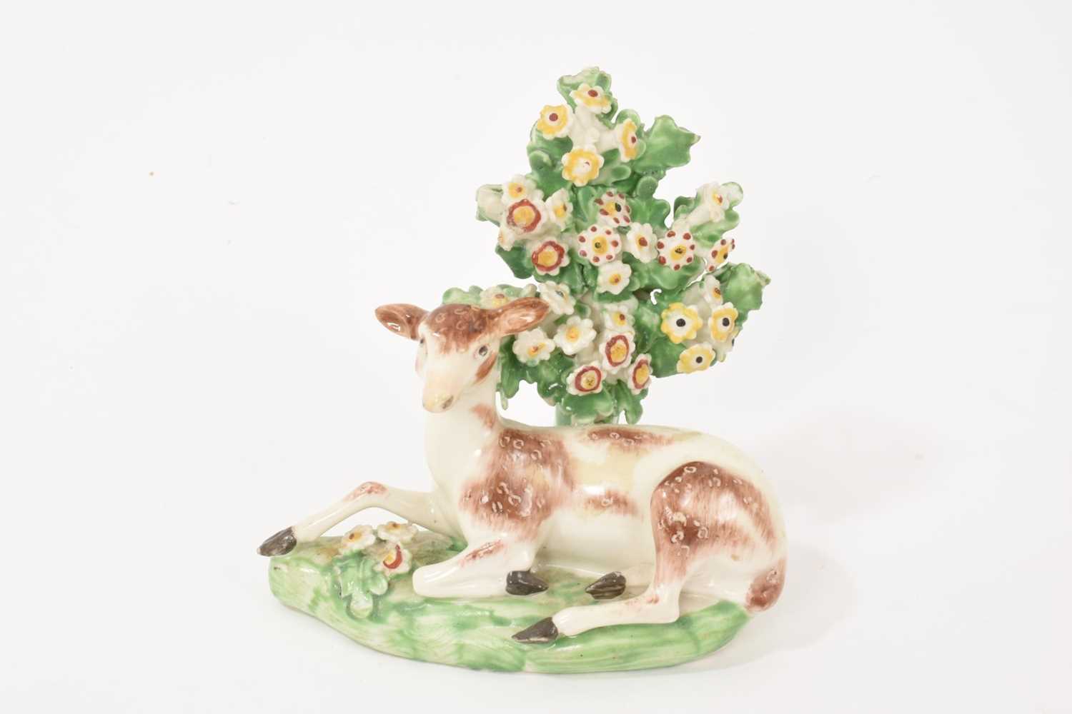 Lot 34 - Derby model of a recumbent deer before bocage, circa 1780