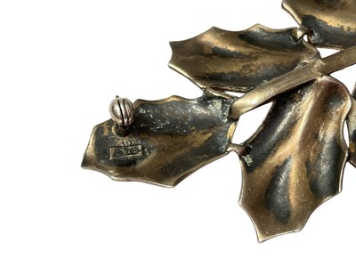 Lot 226 - Art Deco Theodor Fahrner silver panel necklace, together with a similar silver gilt and marcasite leaf brooch