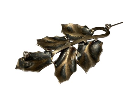 Lot 226 - Art Deco Theodor Fahrner silver panel necklace, together with a similar silver gilt and marcasite leaf brooch