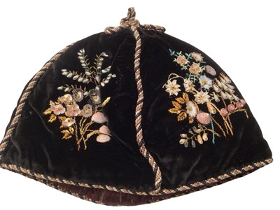 Lot 2136 - Victorian crazy patchwork quilt and a Victorian shell encrusted tea cosy
