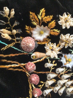 Lot 2136 - Victorian crazy patchwork quilt and a Victorian shell encrusted tea cosy