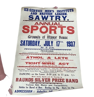 Lot 1264 - 1930's posters, local events including Framlingham, Sawtry, Barningham etc. (6)