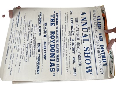 Lot 1264 - 1930's posters, local events including Framlingham, Sawtry, Barningham etc. (6)