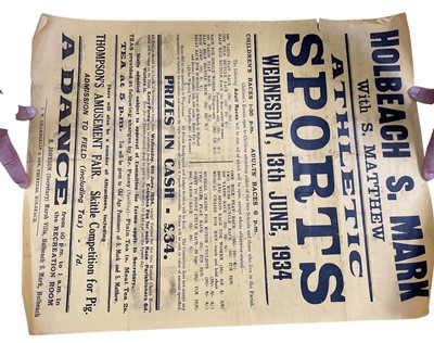 Lot 1264 - 1930's posters, local events including Framlingham, Sawtry, Barningham etc. (6)