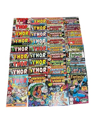 Lot 2818 - Marvel Comics the mighty Thor #168 (1969). Together with more Thor comics mostly (1970's). Also to include a group of Fantastic Four comics (1970's and 1980's). Approximately 50 comics.