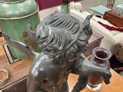 Lot 725 - Good and large 19th century Grand Tour bronze figure of a putto stealing a goose