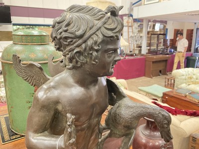 Lot 725 - Good and large 19th century Grand Tour bronze figure of a putto stealing a goose