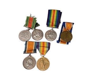 Lot 651 - Group of First and Second World War campaign medals comprising a pair named to J. 62288 T. C. Austin. A.B. R.N., another pair named to 330970 PTE. W. Ambrose.